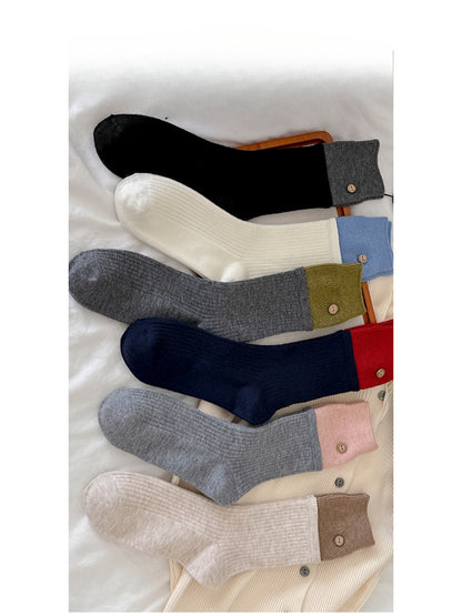 Rufia - Contrast Cuff Button Detail Crew Socks product image 9