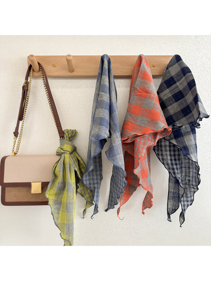 Scarvii - Gingham Check Ruffle Edge Scarf