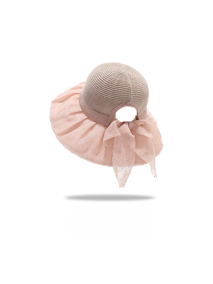 Haila - Ribbon Bow Decorate Wide Brim Bucket Hat