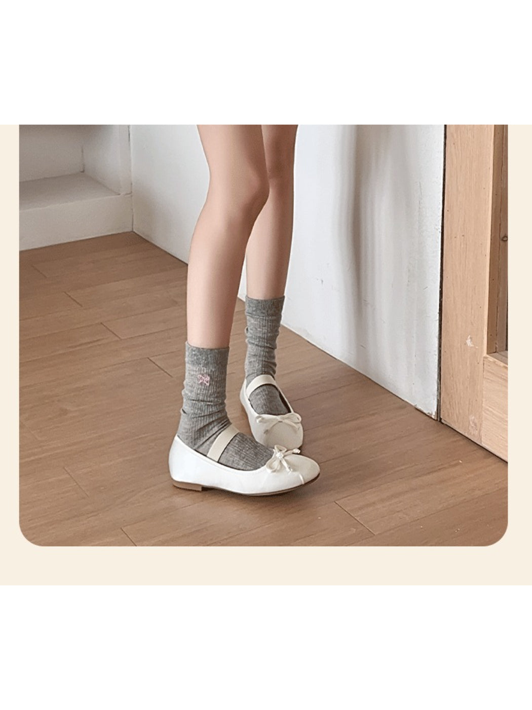 Rufia - Soft Rib Knit Crew Socks with Mini Bow