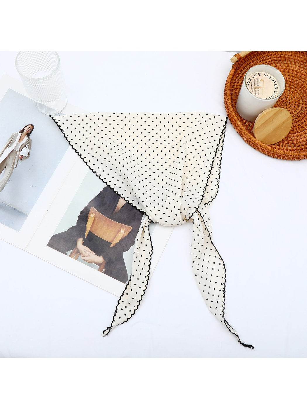 Scarvii - Elegant Dot Trimmed Triangle Bandana