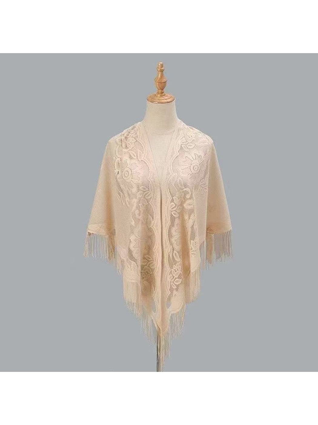 Scarvii - Solid Lace Fringe Women's Triangle Shawl