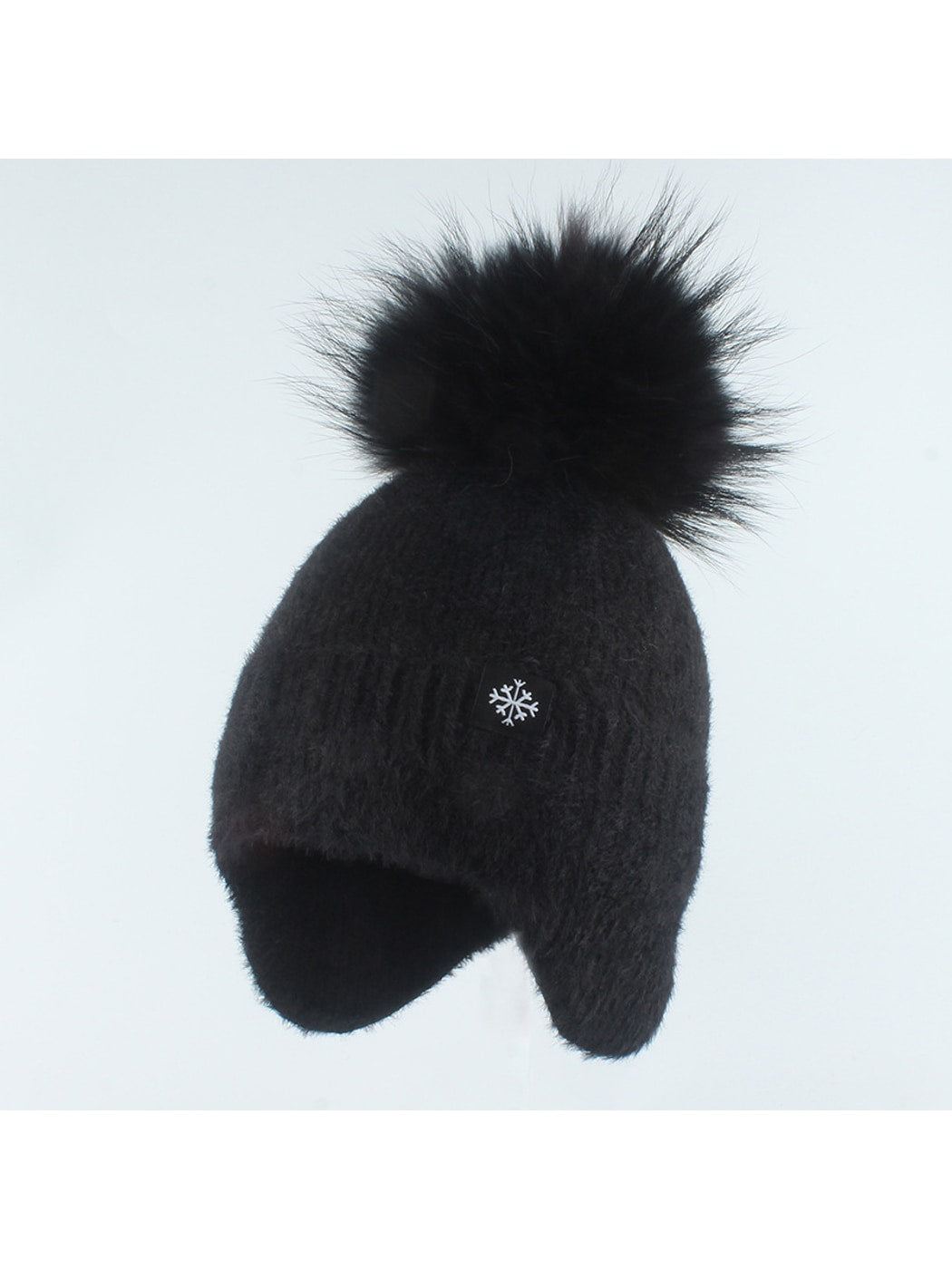 Haila - Pom Accent Women's Knit Ear Flap Beanie