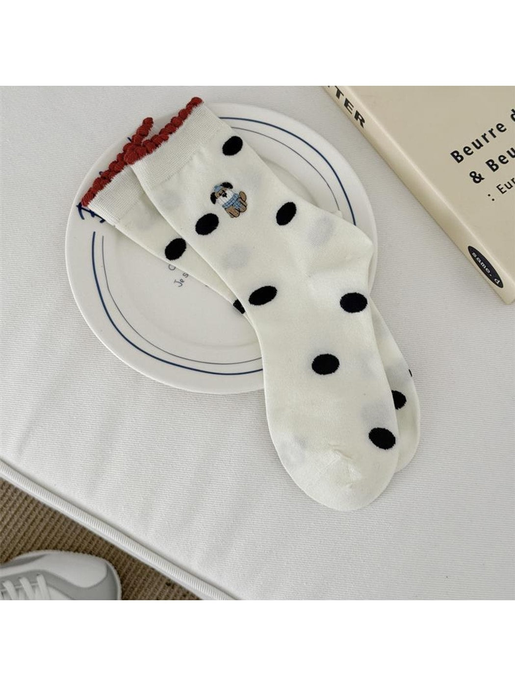 Rufia - Playful Dog Pattern Crew Socks