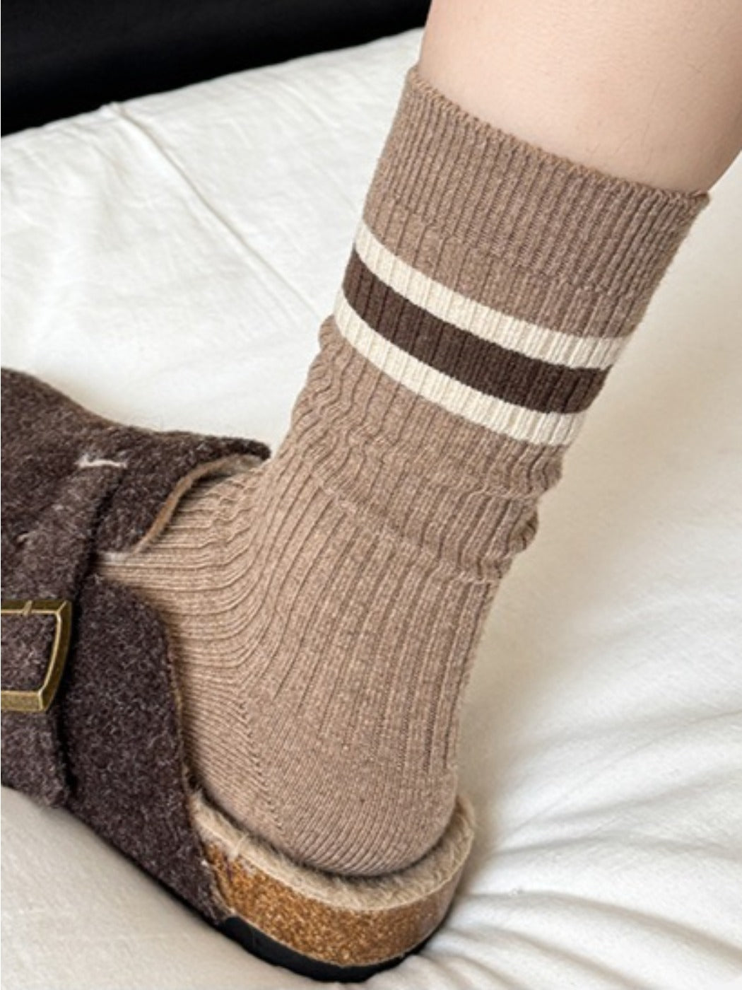 Rufia - Warm Breathable Mid-Calf Striped Socks
