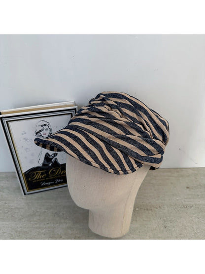 Haila - Foldable Striped Curved Brim Painter Cap