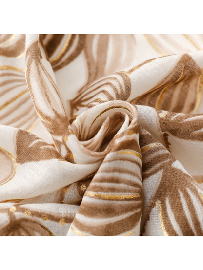 Scarvii - Foil Bud Print Lightweight Wrap Scarf