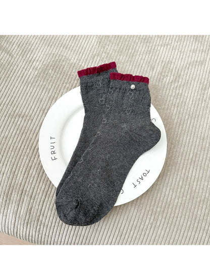 Rufia - Heart Knit Button Detail Crew Socks product image 5