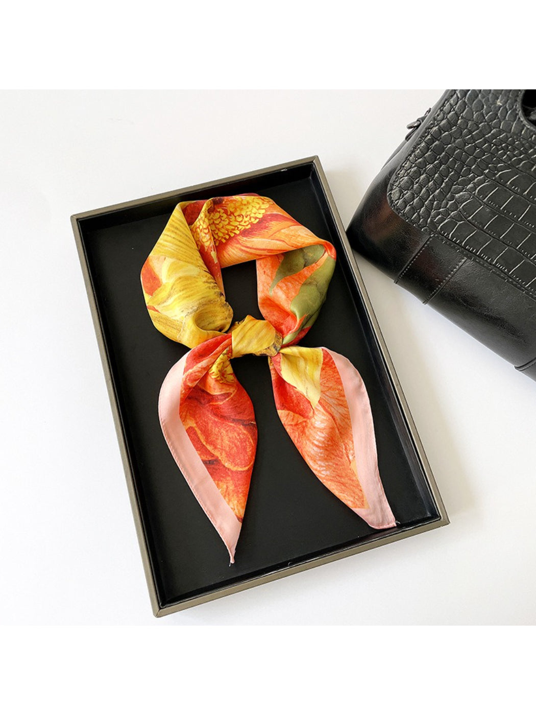 Scarvii - Bold Floral Print Square Scarf