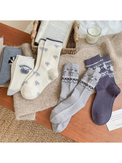 Rufia – Plush Socks with Puppy & Bow Print