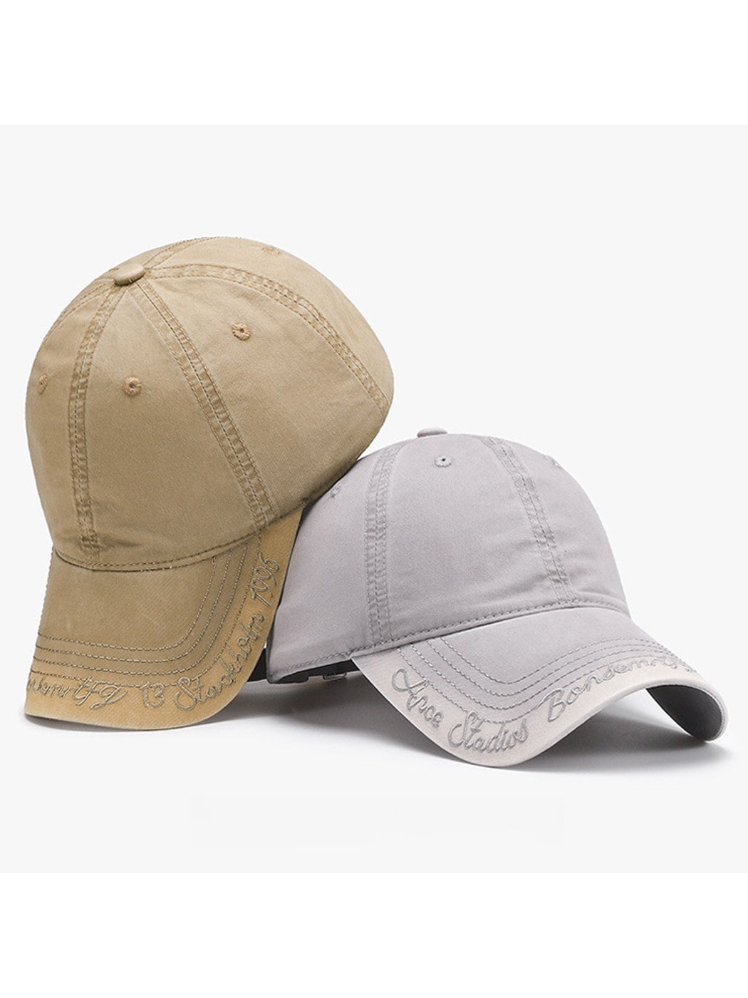 Haila - Embroidered Washed Curved Brim Baseball Cap