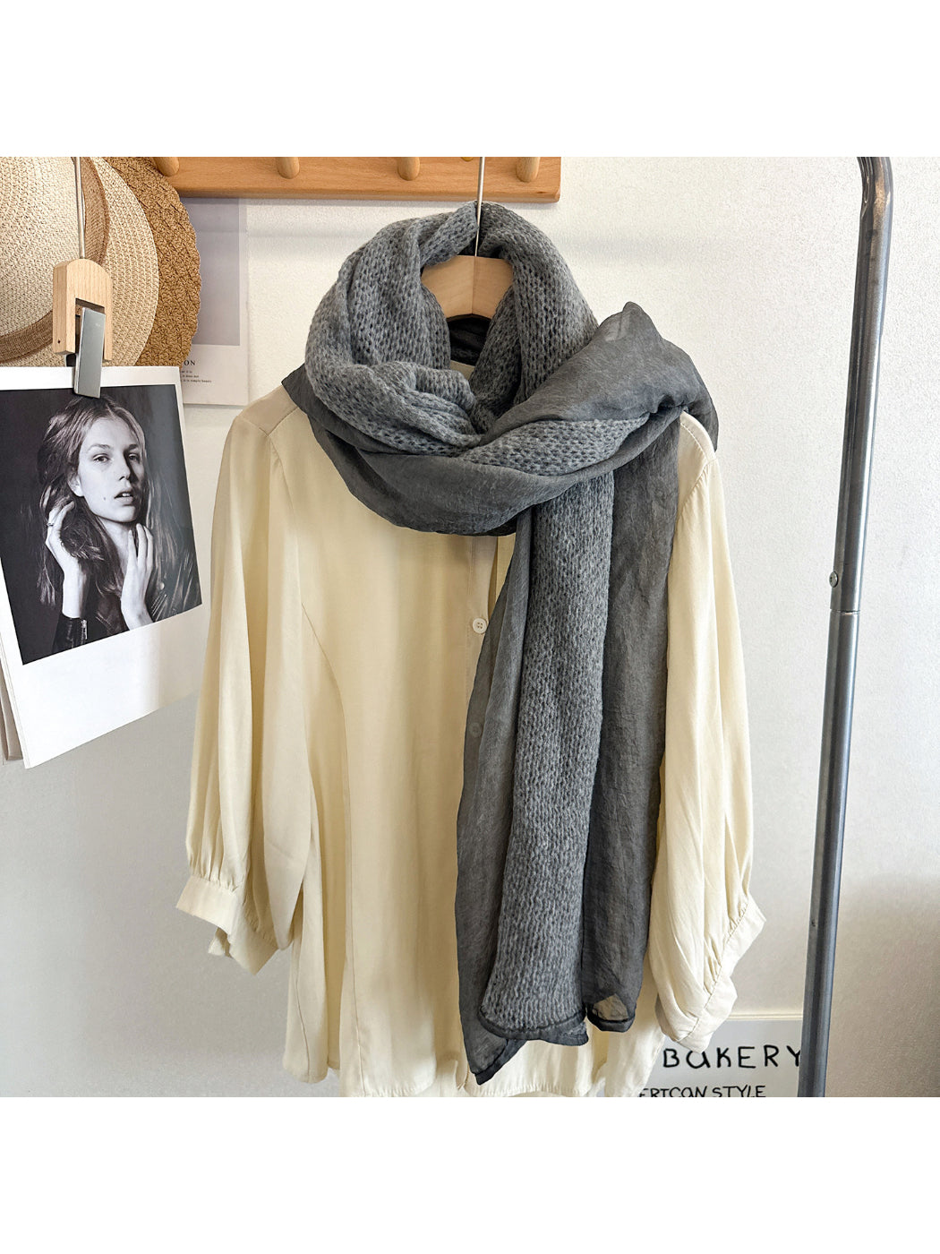 Scarvii - Open Knit Panel Lightweight Scarf