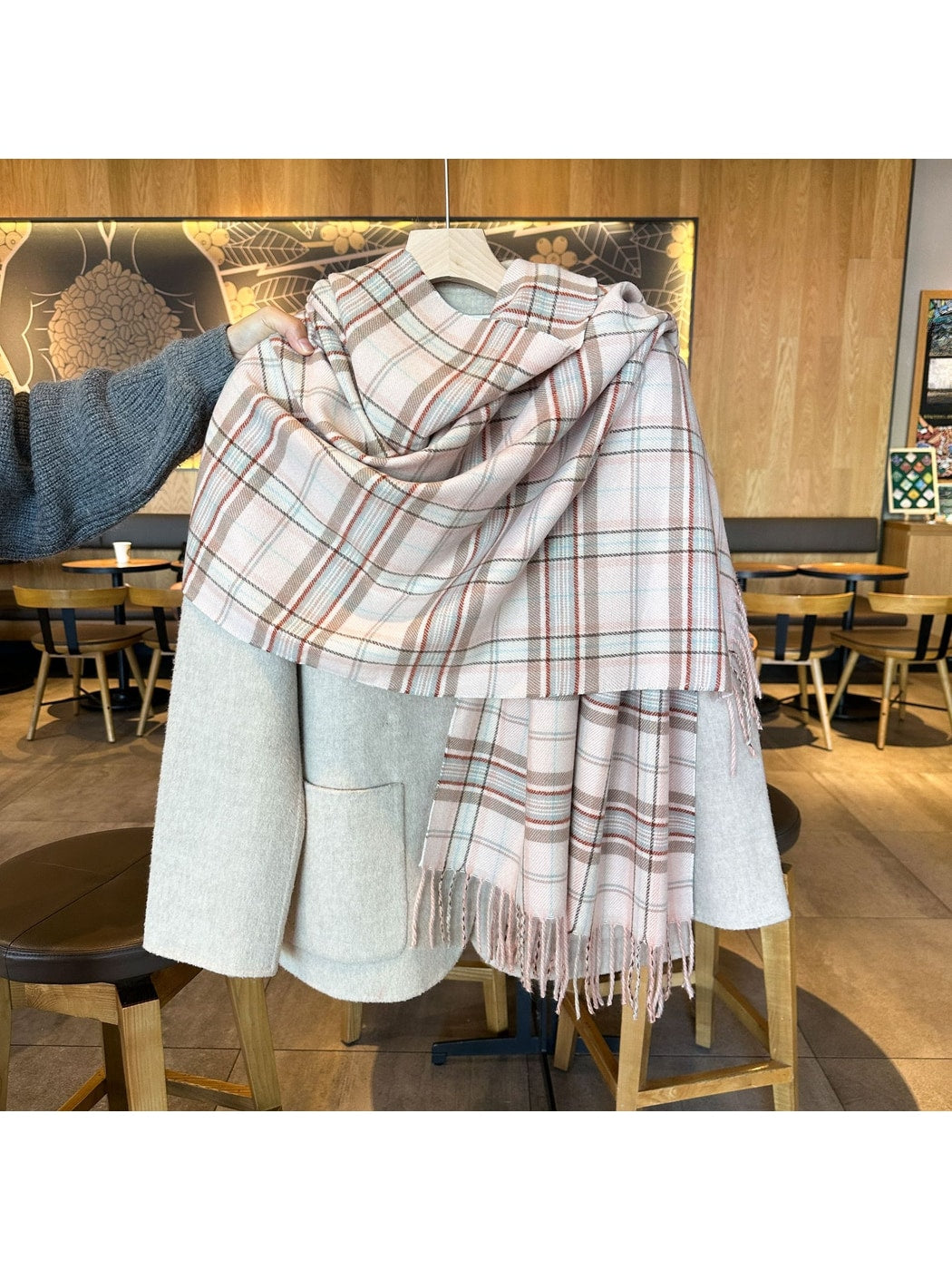 Scarvii - Checked Tassel Everyday Style Scarf