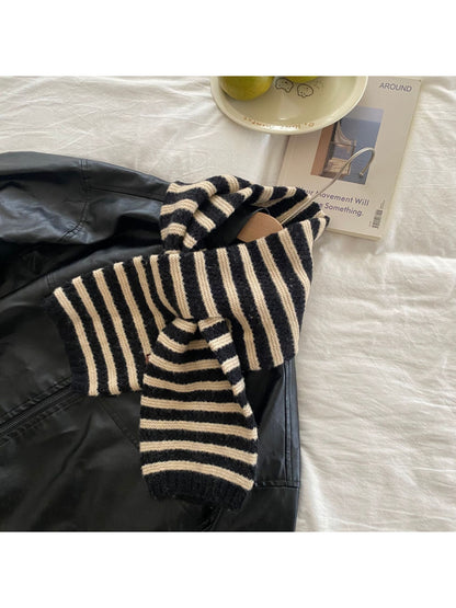 Scarvii - Striped Textured Knit Pull Through Scarf