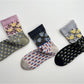 Rufia - Boho Diamond Pattern Mid-Crew Socks