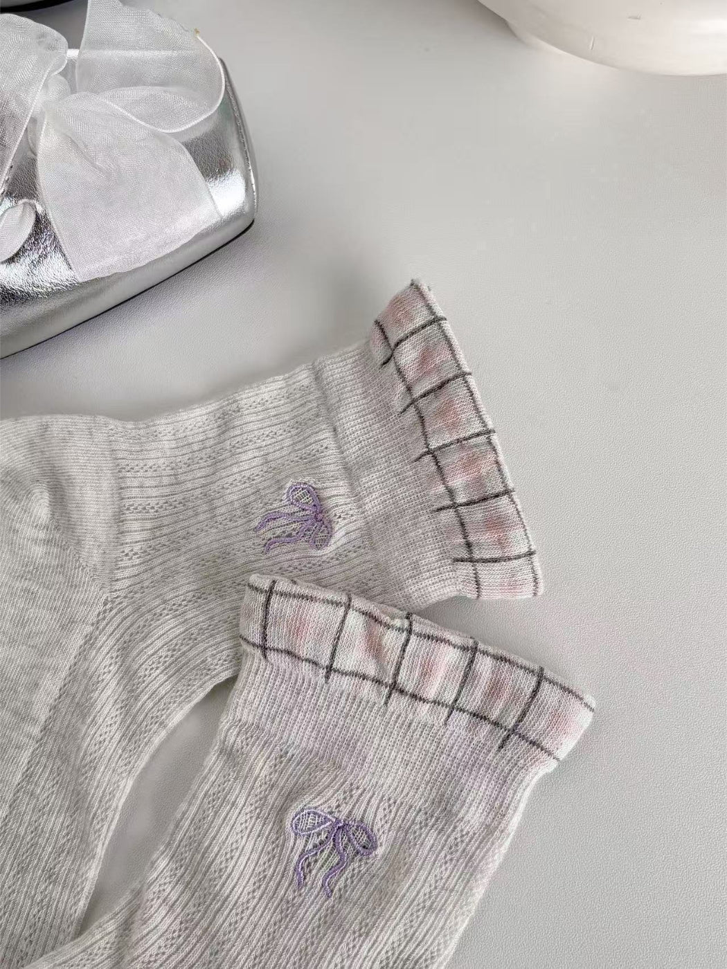 Rufia - Rib Knit Plaid Cuff Socks product image 8