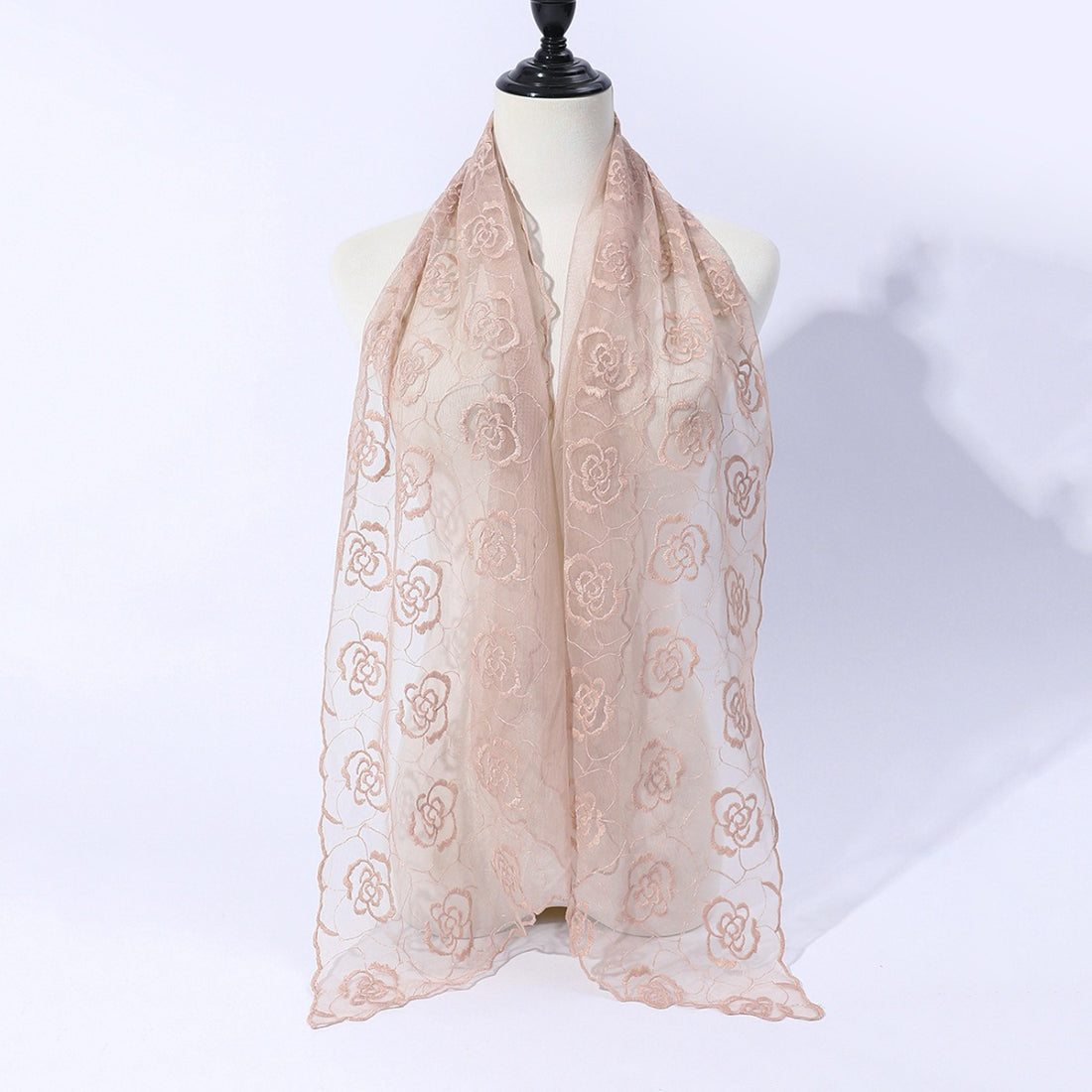 Scarvii Floral Sketch Tulle Shawl Scarf styled with a handbag and sunglasses