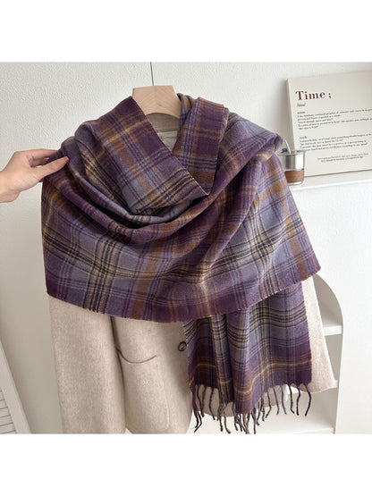 Scarvii - Classic Multicolor Plaid Fringed Winter Scarf