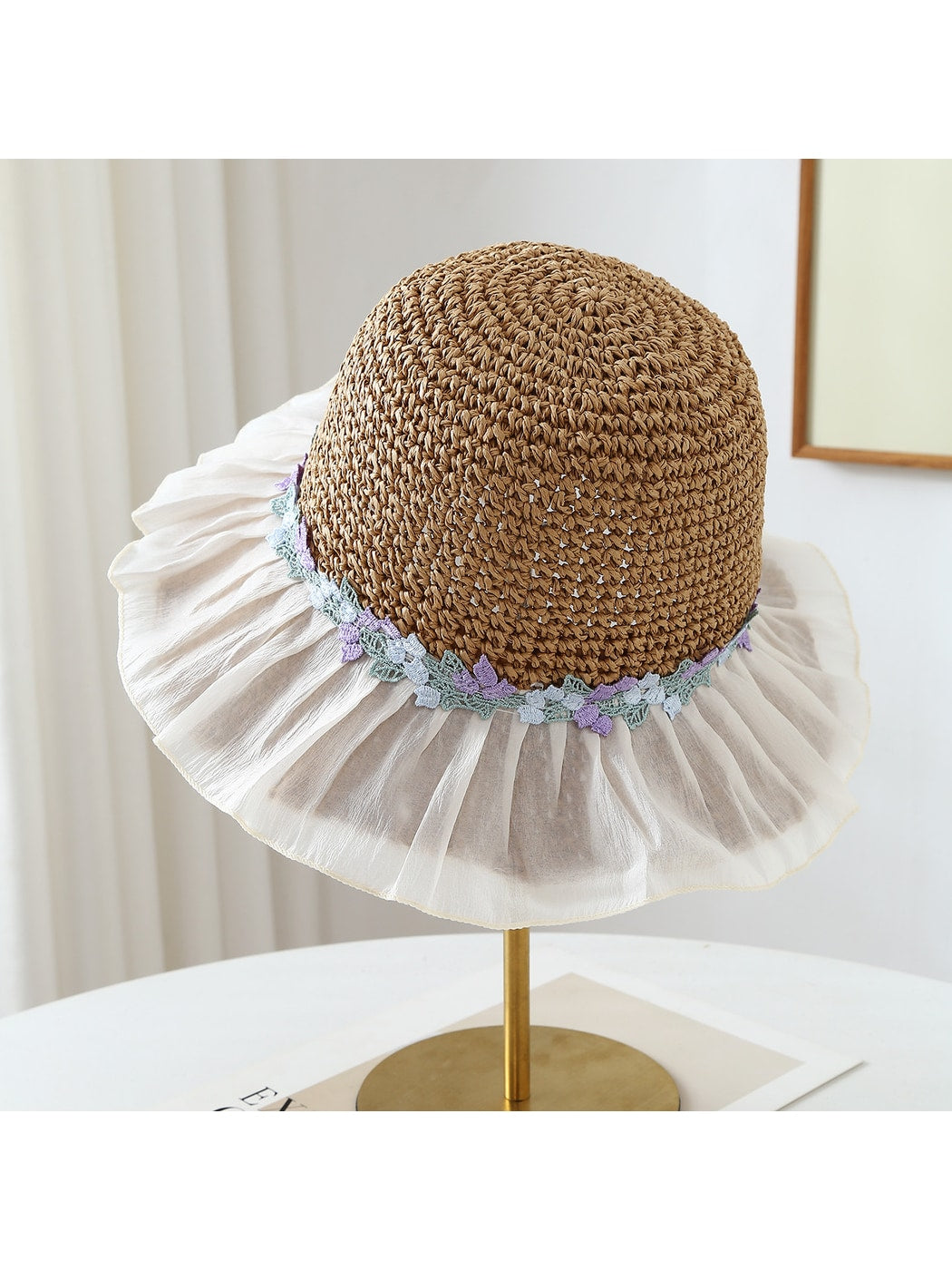 Haila - Round Crown Ruffle Edge Sun Hat for Women