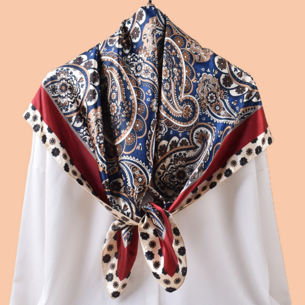 Scarvii - Vintage Paisley Orange Blue Square Scarf