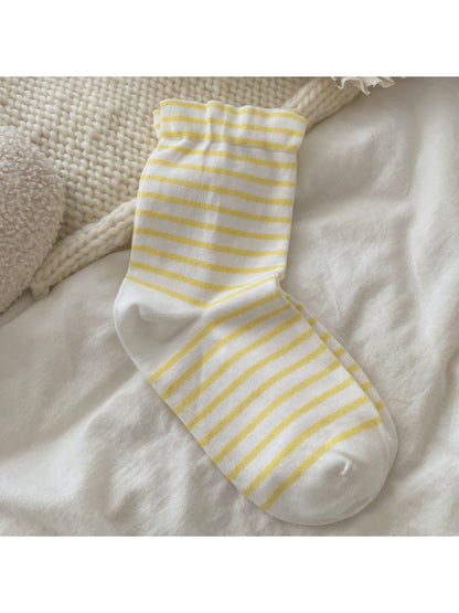 Rufia - Simple Style Striped Loose Fit Crew Socks