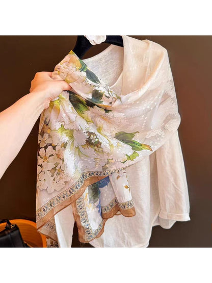 Scarvii - Vintage Floral Print Summer Wrap Scarf
