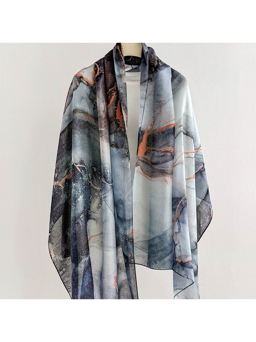 Scarvii - Ink Floral Printed Summer Wrap Scarf