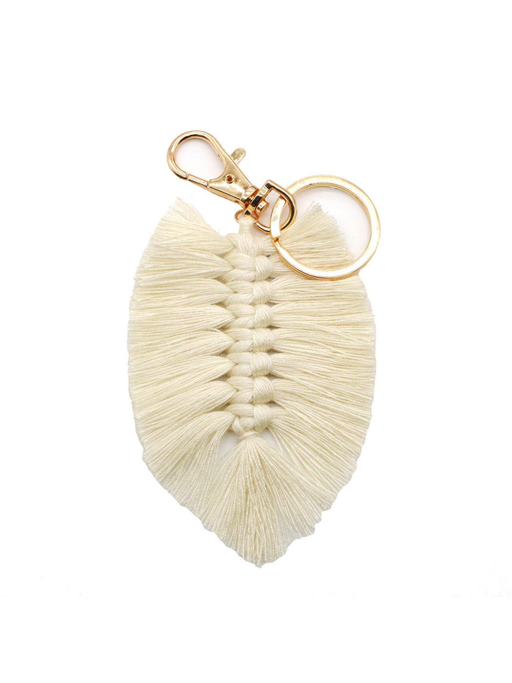 Koco Leaf Shaped Keychain with Tassel with tassel detail