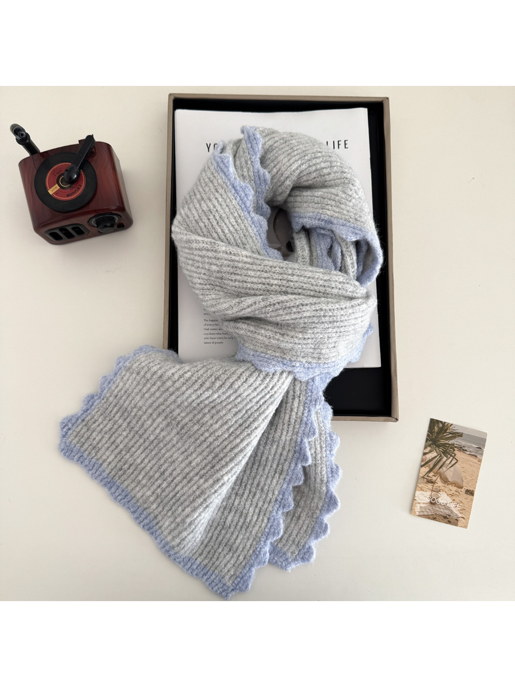 Scarvii - Wavy Edge Ribbed Scarf
