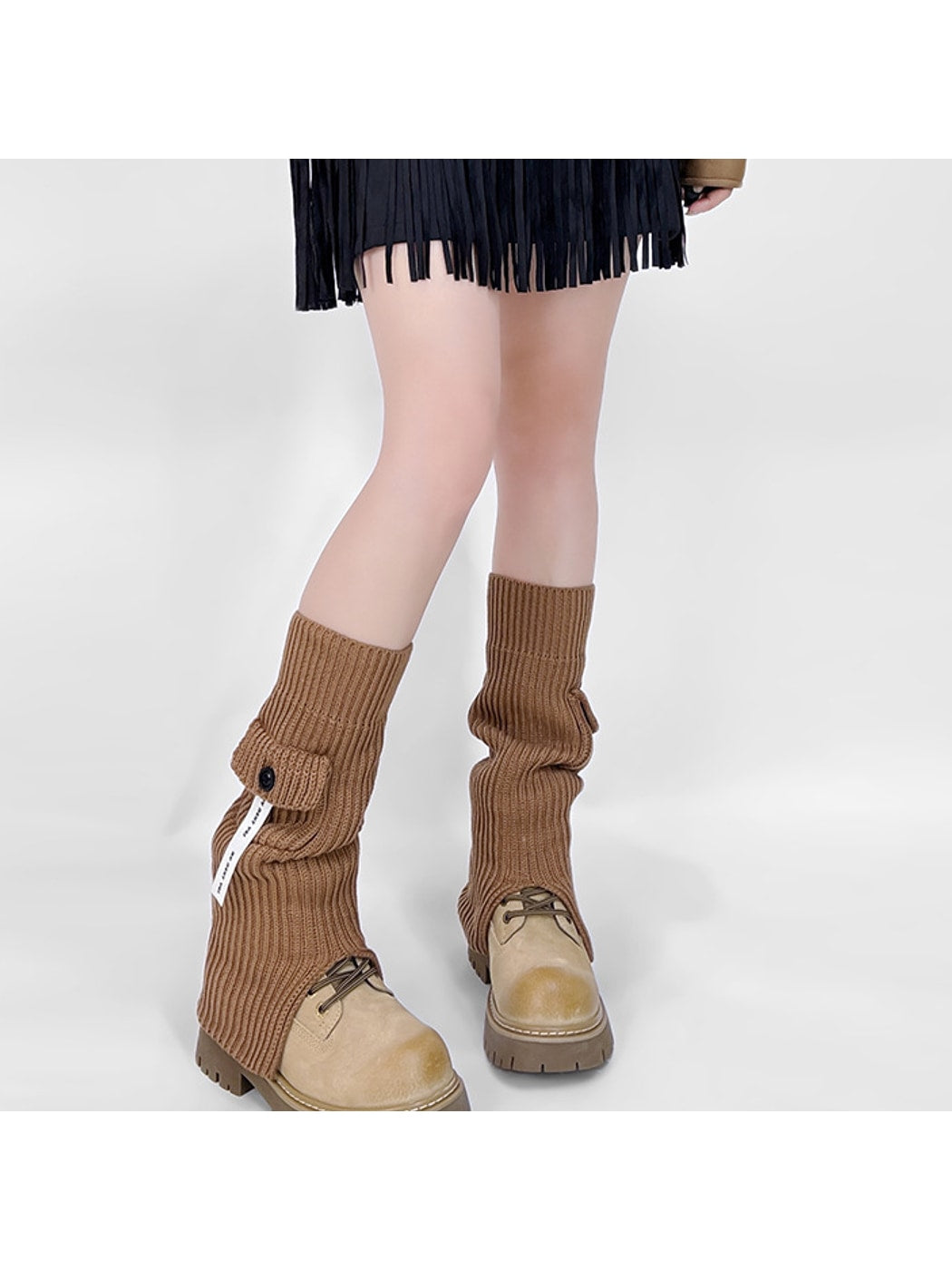 Cozyra - Slit Hem Solid Knit Women's Leg Warmers