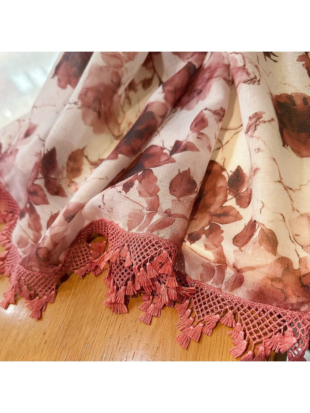 Scarvii - Lightweight Pink Floral Print Wrap Scarf