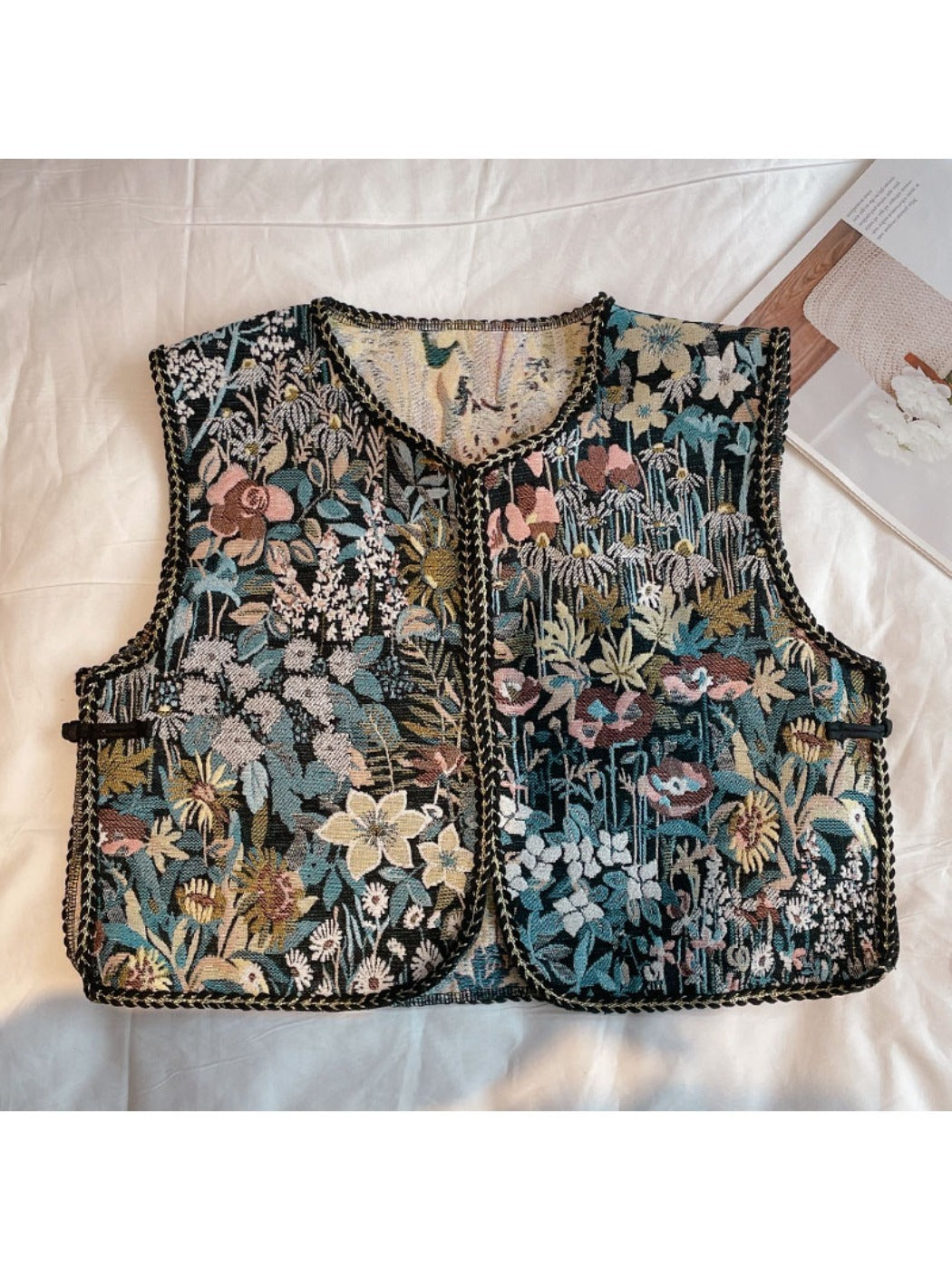 Crosa Bohemian Vest for Free-Spirited Style color options including Brown, Green, Tulip