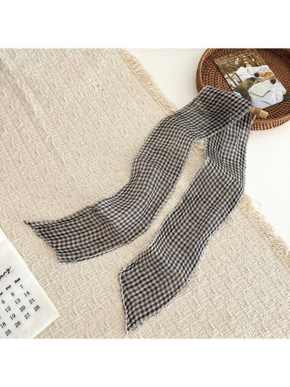 Scarvii - Plaid Sheer Skinny Scarf