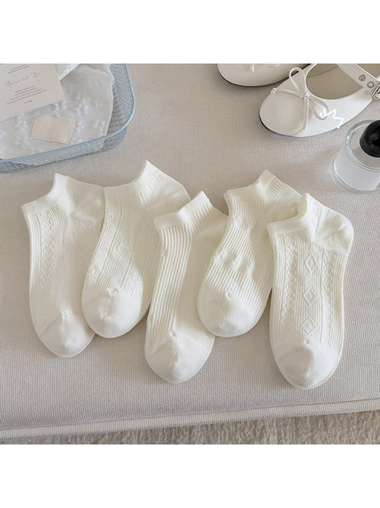 Rufia - Elegant White Women's No-Show Socks