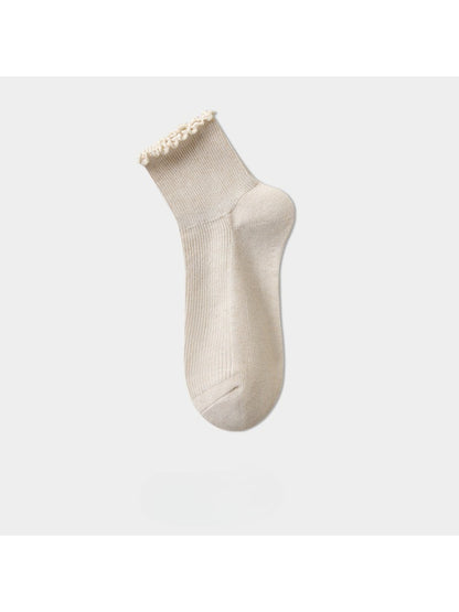 Rufia - Clean Ribbed Neutral Crew Socks
