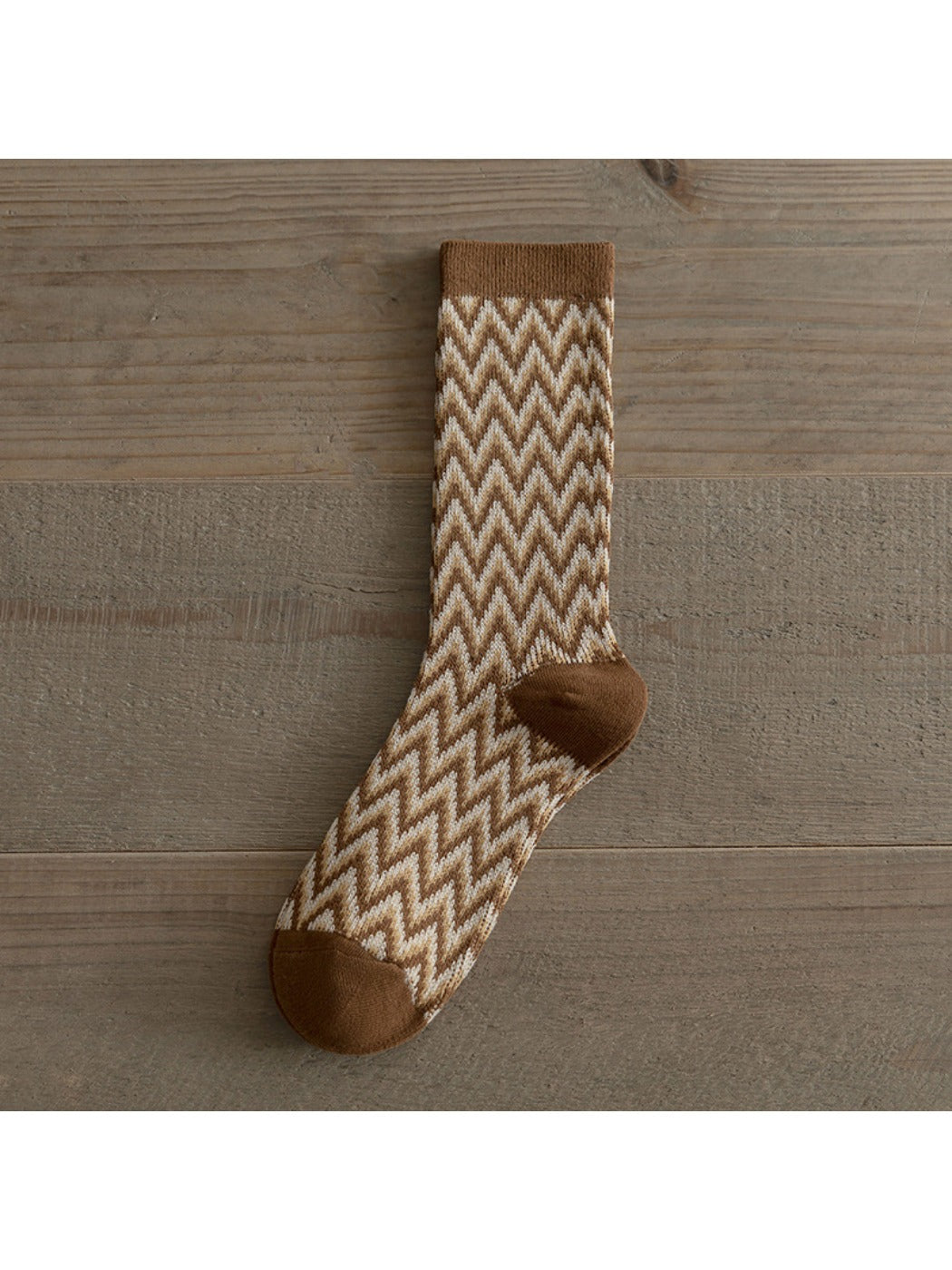 Rufia - Winter Mid-Calf Socks with Geometric & Floral Pattern