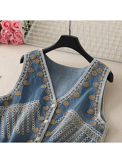 Crosa - Mixed Patterns Embroidered Vest