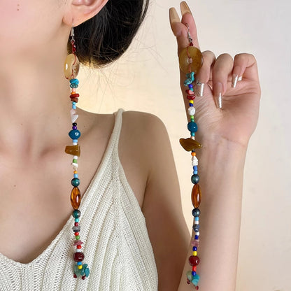 Earwish - Boho Beaded Statement Extra Long Earrings -Colorful