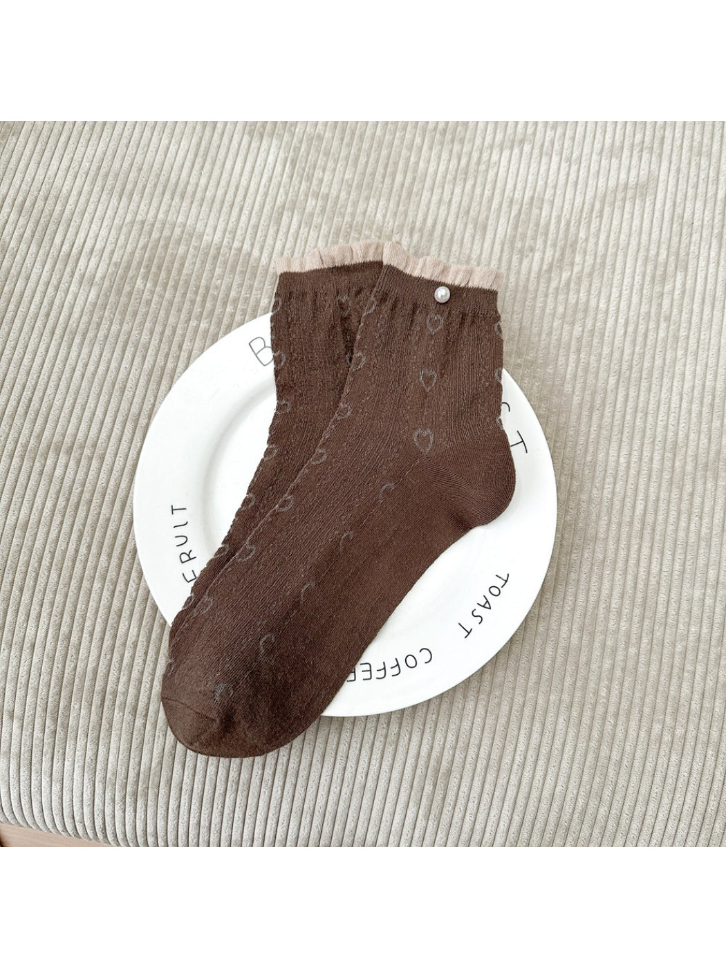 Rufia - Heart Knit Button Detail Crew Socks product image 6