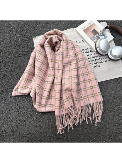 Scarvii - Windowpane Plaid Fringe Winter Scarf