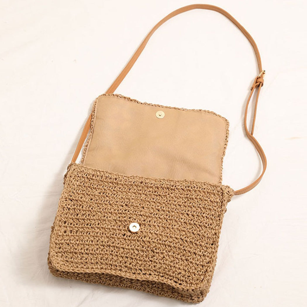 Cosbai - Boho Brown Floral Flip-Top Crossbody Bag