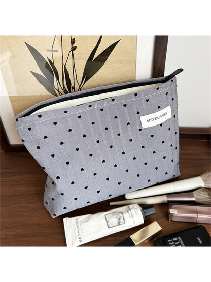 Cosbai Everyday Minimal Heart Makeup Pouch open showing interior space