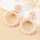 Earwish - Boho Beige Beaded Hoop Earrings - Classic & Elegant