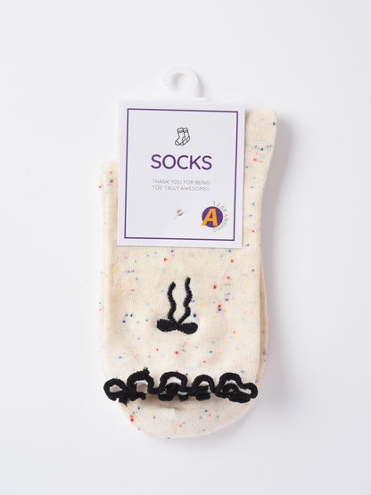 Rufia - Embroidered Bow Mid-Calf Socks