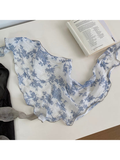 Scarvii Small Floral Print Triangle Scarf