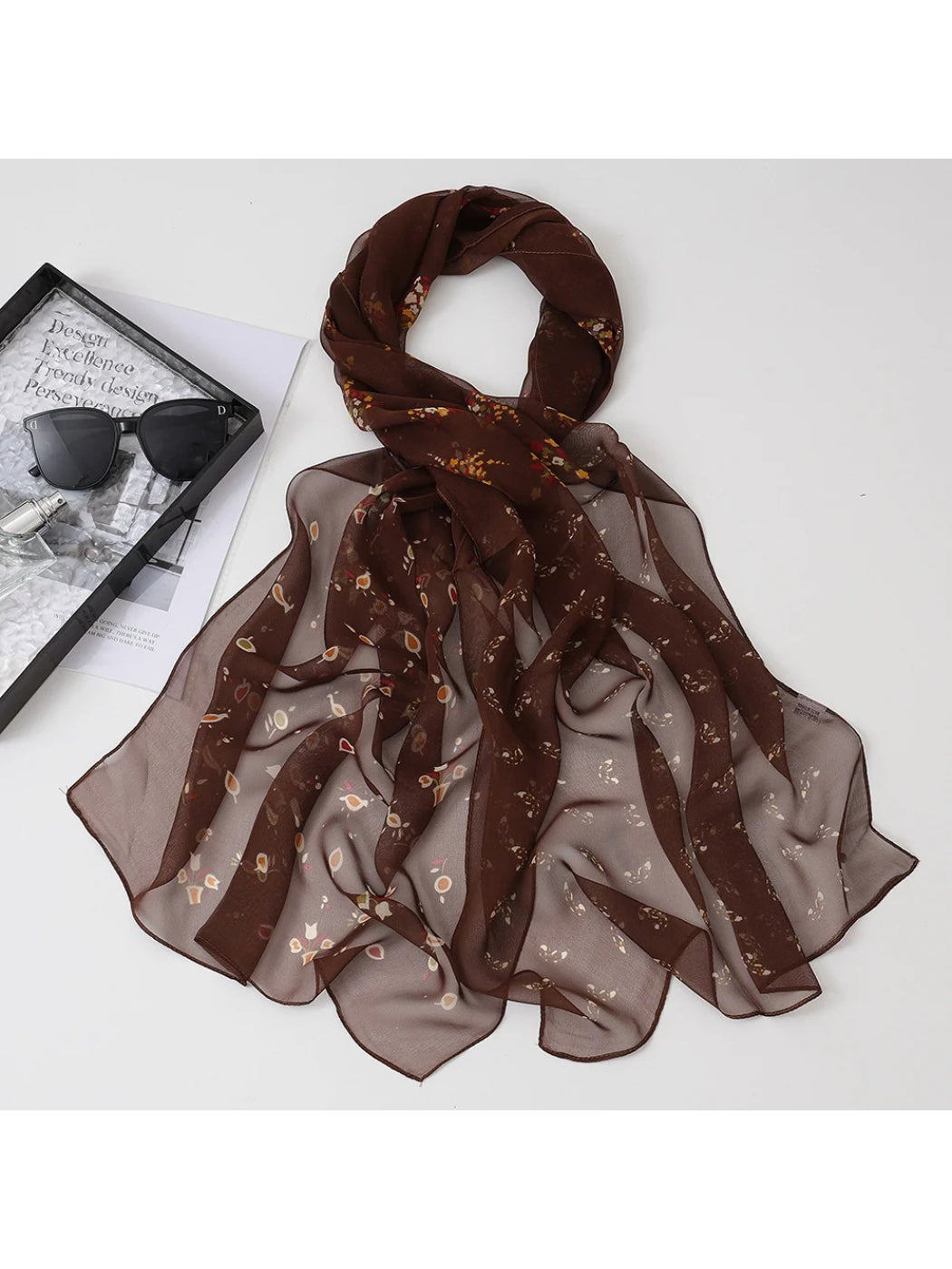 Scarvii - Sheer Floral Long Scarf