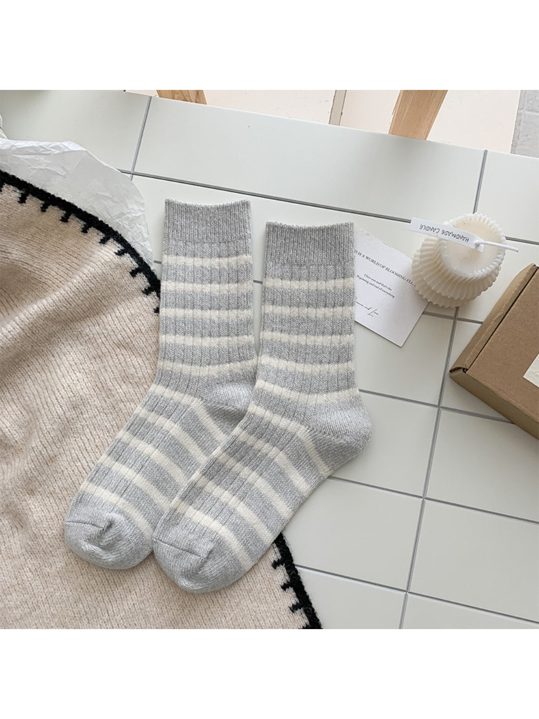Rufia Cozy Stripe Fuzzy Crew Socks product image 5