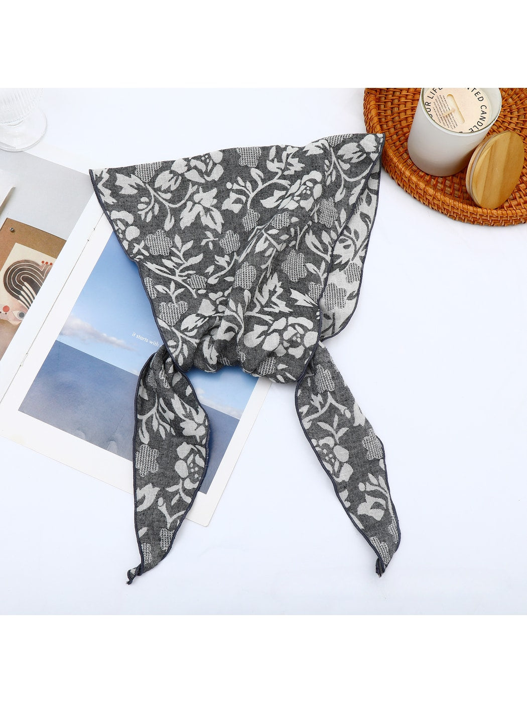 Scarvii - Rose Print Multi Use Triangle Bandana
