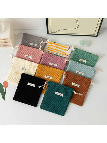Cosbai - Solid Color Drawstring Coin Pouch Bag