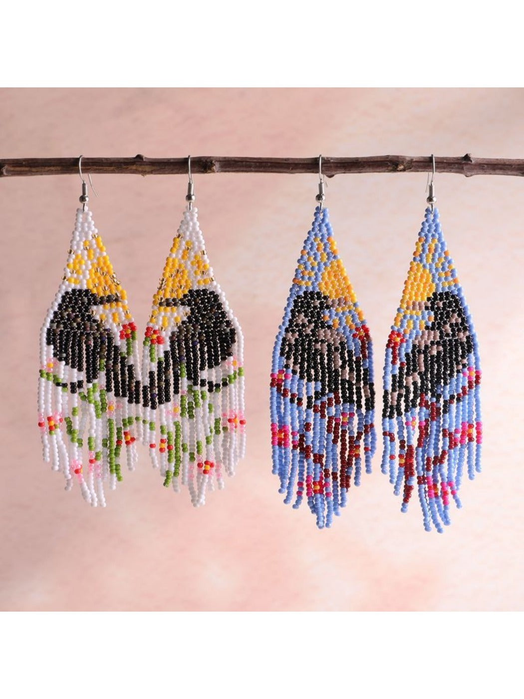 Earwish - Boho Beaded Tassel Earrings - Colorful & Unique